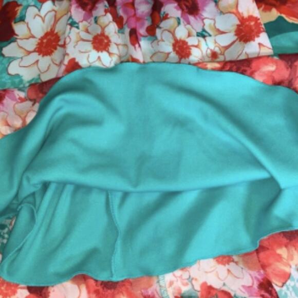 Bisou Bisou Floral Print Turquoise High Low Dress Size 8 - Picture 8 of 12